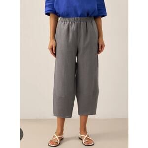 Lintico Rory 100% Linen Cropped Lantern Pants Size M Gray Minimalist Lagenlook